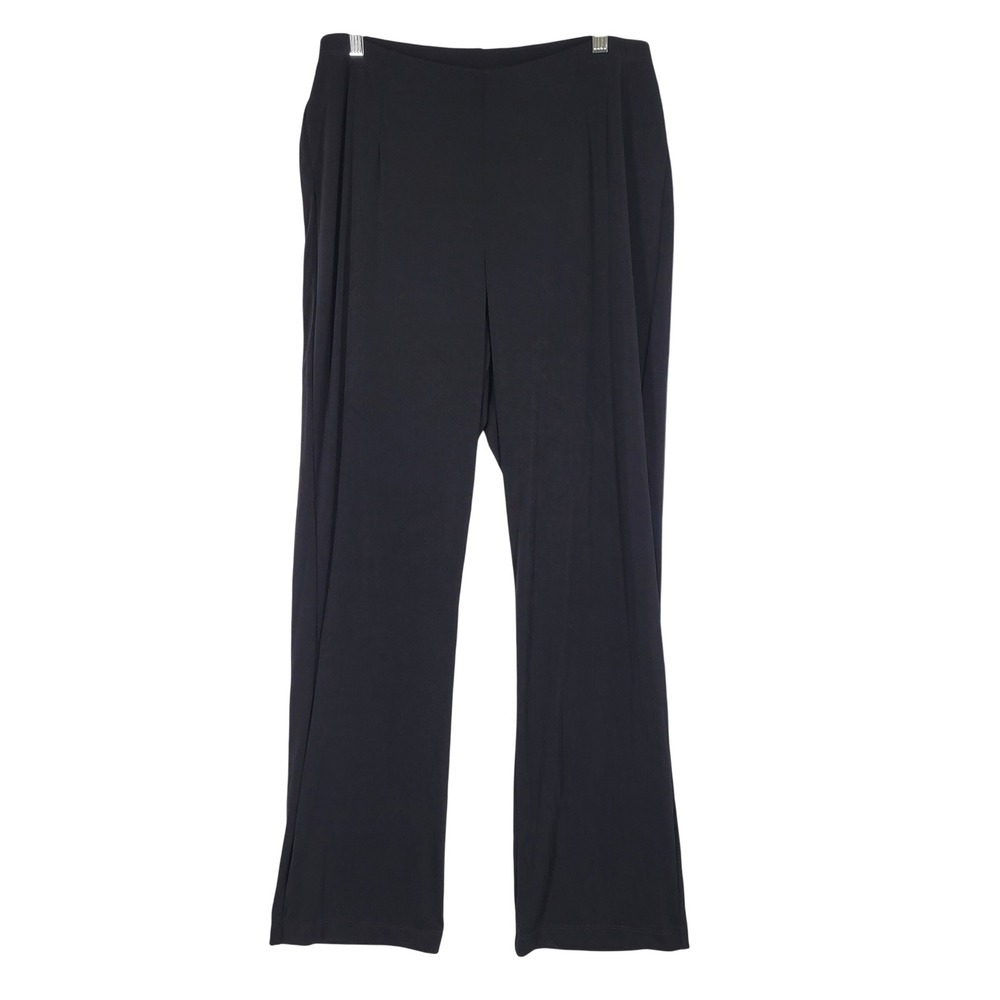 Chicos Travelers Black Ribbed Knit Pull On Pants Womens Size 3 XL Slinky
